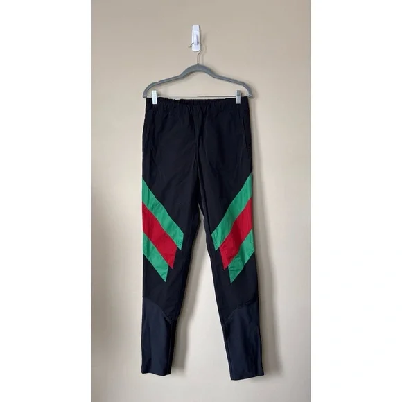 Gucci Technical Nylon Stripe Windbreaker Track Pants Size Small Black Green Red